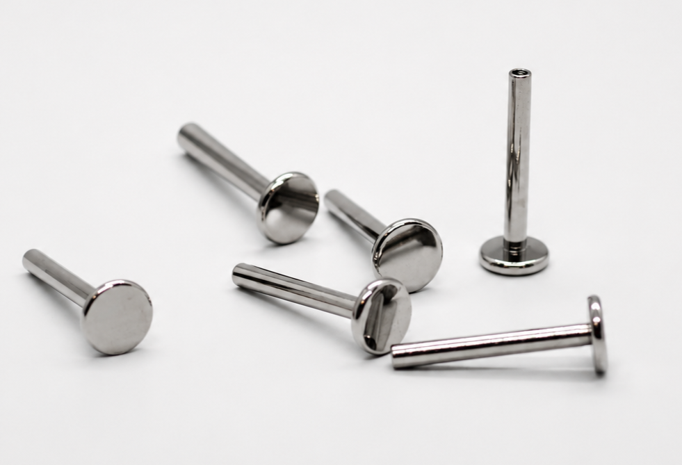 ASTM F136 Titanium Threadless Flat Back Labret Posts